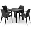 Set tavolo e sedie con braccioli da giardino rattan antracite