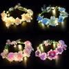 Mineup Ghirlanda di fiori a LED, 4 pezzi per capelli a LED con fiori, ghirlanda luminosa per capelli, 10 perline per lampada, decorazione floreale, per donne, fidanzate, San Valentino, feste di