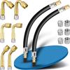 Vehepeay Set di 14 prolunghe per valvole di Pneumatici, H62 Ottone 45° 90° 135° Prolunga per valvole, 6 Tappi valvola 2 Pz Prolunga in Gomma da 18 cm per Un Facile gonfiaggio