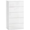 EasyComfort Cassettiera Moderna 5 Cassetti Antiribaltamento in Legno, 55x33x100 cm, Bianco Lucido