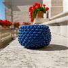 Sofia Ceramiche Comp Vaso Mezza Pigna Senza Piede in Ceramica di Caltagirone — Blu Intenso - 20 cm / Blu Intenso