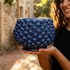 Sofia Ceramiche Comp Vaso Mezza Pigna Senza Piede in Ceramica di Caltagirone — Blu Intenso - 25 cm / Blu Intenso
