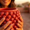 Sofia Ceramiche Comp Vaso Mezza Pigna Senza Piede in Ceramica di Caltagirone — Rosso Fuoco - 20 cm / Rosso Fuoco