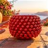 Sofia Ceramiche Comp Vaso Mezza Pigna Senza Piede in Ceramica di Caltagirone — Rosso Fuoco - 25 cm / Rosso Fuoco