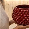 Sofia Ceramiche Comp Vaso Mezza Pigna Senza Piede in Ceramica di Caltagirone — Bordeaux - 20 cm / Linea Bordeaux