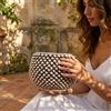 Ceramiche di Caltagirone Sofia Vaso Mezza Pigna Senza Piede in Ceramica di Caltagirone — Madreperla Antichizzato - 35 cm / Madreperla Antichizzato