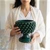 Sofia Ceramiche Comp Vaso Mezza Pigna in Ceramica di Caltagirone - Verde Antico - 30 cm / Verde Antico