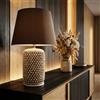 Sofia Ceramiche Comp Lume Pigna Cilindro in Ceramica di Caltagirone h 60 cm - Madreperla Antichizzato - 60 cm / Madreperla Antichizzato / 17 cm