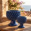 Sofia Ceramiche Comp Vaso Mezza Pigna in Ceramica di Caltagirone — Blu Intenso - 25 cm / Blu Intenso