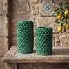 Ceramiche Sofia Stand Vaso Pigna Cilindro in Ceramica di Caltagirone — Verde Smeraldo - 25 cm / Verde Smeraldo