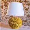 Ceramiche di Caltagirone Sofia Lume a Palla Pigna in Ceramica di Caltagirone — Senape - 20 cm / Paralume Bianco / Senape