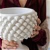 Sofia Ceramiche Comp Vaso Mezza Pigna in Ceramica di Caltagirone — White Line - 35 cm / White Line