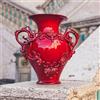 Ceramiche di Caltagirone Sofia Vaso Anfora in Ceramica di Caltagirone h 40 cm — Greca a Rilievo, Rosso Fuoco - 40 cm / Rosso Fuoco