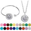 Hobbspring Collana con diffusore di oli essenziali, albero della vita e nuvola, per aromaterapia, bracciale rigido in lega con strass, braccialetti e collana con 20 cuscinetti di ricarica per donne
