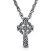 PRAYMOS Collana con nodo celtico irlandese in argento Sterling 925 con croce religiosa di protezione Triquetra Trinity Triquetra, collana con ciondolo a triangolo, A-Celtic cross necklace, Argento sterling