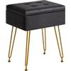 IBUYKE Multifunzionale Stoccaggio Vanity Sgabello con Flip Table, Gambe in Metallo Regolabili & Pelle PU - 40x30x48cm Poggiapiedi ottomano per Trucco, Soggiorno, Ingresso Nero WBD014B