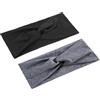 WLLHYF Fasce larghe da donna, fasce per capelli a turbante antiscivolo (nero/grigio scuro-2 pezzi)