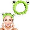 WLLHYF Fascia per capelli con rana, per trucco, con occhi di rana, elastica, per lavare il viso, per doccia, spa, divertente, verde, accessorio per capelli per donne e ragazze, cura della pelle,