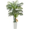 VEVOR Palma Areca Artificiale 1829 mm, Pianta Tropicale Finta con Fioriera Bianca Alta, Pianta Finta in Seta da Pavimento in Vaso, Grandi Alberi per Casa, Ufficio, Soggiorno, Interno ed Esterno