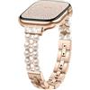 SOLOLUP Perle Diamanti Cinturini per Apple Watch SE 46 44 45 49 mm per Donna | Elegante Cinturino Scintillante Gioielli metallo per iWatch Serie 11 10 9 8 7 6 5 4 SE Ultra 3 2 1, Oro Rosa