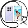 ISOI Cover con Cordino per Xiaomi Redmi Note 14 Pro 4G, Custodia Trasparente con Collana Tracolla Laccio Collo Ultra Sottile Morbido TPU Silicone Antiurto AntiGraffio Case, Nero