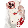 Krdvekm Cover con Cordino per iPhone 16 Pro 6,3'', Trasparente Silicone Custodia Aesthetic Ciliegia colorata Mädchen Disegni Collana Universale Protezione Fotocamera Protettiva Case, Rosso