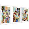 DekoArte - Quadri moderni soggiorno DONNA 50x70 cm x3 pezzi - Quadri con cornice bianco incluso