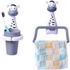 Jauhmui Set di portasciugamani per bambini, porta spazzolini con animali, porta spazzolini senza foratura, detergente per bambini (zebra)