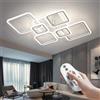 OKELI Plafoniera LED Soffitto, Dimmerabili, Lampada da Soffitto in Acrilico con 6+1 Anelli Quadrati, con Telecomando, Grande Lampada a Soffitto a Sospensione Bianca da 48W per Camera da Letto