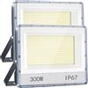 ANNIFUNLY Faro LED 300W da Esterno Bianco Freddo, 2 Pezzi | Potente Faretto LED Esterno 6500K, IP67 Impermeabile Faretti LED, Fari LED per Garage, Cortile, Campo Sportivo, Parcheggio
