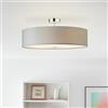 Lightbox Lampada da soffitto design semplice con paralume in tessuto | Ø 60 cm | plafoniera moderna | 3x presa E27 | in metallo/tessuto grigio chiaro/cromo