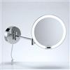 Libaro Vittoria Specchio Ingranditore da Parete a LED - Specchio Trucco Rotondo 7x con Sensore e Dimmer - Braccio Estensibile in Metallo Cromato, Cavo Bianco