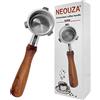 NEOUZA Portafiltro espresso senza fondo da 51 mm, compatibile con Delonghi La Specialista EC9155/9335/9355/9665, in acciaio inox 304, con cestello filtro non pressurizzato (manico in palissandro)