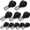 AOKITO 10PCS Cinghia di Ancoraggio, 25mm x 1m, Portata 250kg, Cinghia di Fissaggio, Cinghie a Cricchetto con Blocco a Morsetto, per Portabici Moto Cinghie di Fissaggio Robuste, Nero