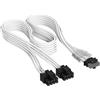 CORSAIR Elite Premium Type 4 con Guaina Individuale cavi alimentatore 2x 8 Pin a PCIe 12V-2x6 600W - Guaina in paracord a tripla maglia, compatibile con PSU Corsair Type 4 - Bianco