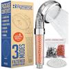 Rymerce Soffione doccia filtrato per acqua dura UK - Universale regolabile 3 modalità, ricambio palmare - Filtro soffione doccia ad alta pressione con perline ecologiche