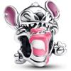PANDORA Disney Ciondolo con torta di compleanno con Stitch in argento Sterling con smalto rosa, viola, blu e nero