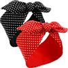 HICARER 2 Sciarpe Rosse da Donna Sciarpa Testa Retro Anni 1940 Fascia Bandana di Arco Nero Boho Fascia Orecchino Coniglio Vintage Accessori per Capelli Ragazze (Motivo a Pozzi)