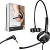 GEQUDIO Cuffie telefoni con jack da 2,5 mm adatto a Gigaset DECT Cisco SPA Panasonic Grandstream Polycom telefono - Cuffie e microfono Cuscinetti di ricambio - luce 60g
