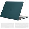 TECOOL Cover per MacBook Air M1 (A2337) e MacBook Air 13 Pollici Retina 2020 2019 2018 (A2179 A1932), Custodia Rigida Protettiva Sottile in Plastica e Copritastiera UE, Turchese Profondo