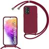 SLWYF Custodia per Samsung Galaxy A53 5G Cover con Cordino, Silicone Antiurto TPU Morbido Corda Collana Necklace Regolabile Stylish con Catena Ultra Sottile Cover Case, Rosso