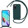 SLWYF Custodia per Xiaomi Redmi Note 11 4G/Note 11S Cover con Cordino, Silicone Antiurto TPU Morbido Corda Collana Necklace Regolabile Stylish con Catena Ultra Sottile Cover Case, Verde scuro