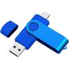 Yaxiny USB C Flash Drive 16GB 1 Stück, OTG USB C Pen Drive, USB 3.0 und USB C Flash Drive, Typ C Speicherstick für USB A+USB C Android Smartphone Metall Blau