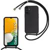SLWYF Custodia per Samsung Galaxy A13 5G/A04S Cover con Cordino, Silicone Antiurto TPU Morbido Corda Collana Necklace Regolabile Stylish con Catena Ultra Sottile Cover Case, Nero