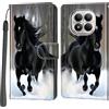 PHINIENLAND Cover per Xiaomi Redmi Note 15 Pro 4G custodia portafoglio Cavallo nero | 3 scomparti carte, 1 tasca banconote, Chiusura magnetica, Supporto, Pelle PU flip cover per Redmi Note 15 Pro 4G
