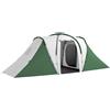 Tenda da campeggio 4-6 persone con 2 camere, in poliestere e fibra di vetro, 555x225x190 cm, grigio e verde
