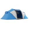 Tenda da campeggio 4 posti con 2 zone notte e borsa da trasporto, 430×240×170 cm, bianco e azzurro
