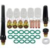 RIVERWELD TIG Tobby gas gal collet body clear quart huger Quarzo vetro tazza#4#5#6#7#8#10#12#12 Kit dimensioni assortite sr wp 17 18 26 tig Torcia di saldatura 33pcs