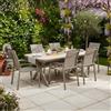 Hesperide Set Pranzo Tavolo Allungabile cm.259-339 + 6 Poltrone in Alluminio e Pietra colore Caffe