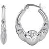Silverly Orecchini a Cerchio Creoli Claddagh in Argento Sterling 925 da 30mm | Orecchini Celtici Tradizionali in Argento Massiccio | Classici Cerchi Creoli Grandi e Affusolati